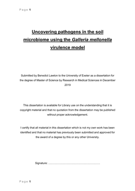 Uncovering Pathogens in the Soil Microbiome Using the Galleria Mellonella Virulence Model