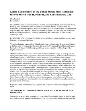 Place-Making in the Pre-World War II, Postwar, and Contemporary City