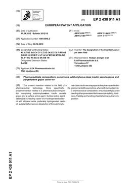 Pharmaceuticals Compositions Comprising Sulphonylurea-Class Insulin Secretagogue and Polyethylene Glycol Castor Oil