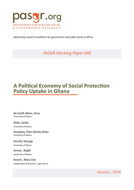 A Political Economy of Social Protection Policy Uptake in Ghana