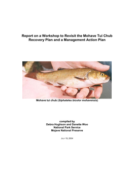 Report on a Workshop to Revisit the Mohave Tui Chub Recovery Plan and a Management Action Plan