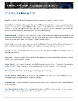 Shale Gas Glossary