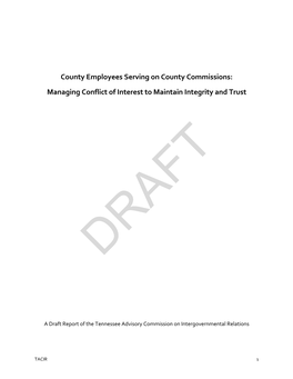 County Employees Serving on County Commissions: Managing Conflict of Interest to Maintain Integrity and Trust