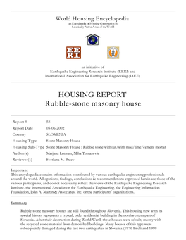HOUSING REPORT Rubble-Stone Masonry House
