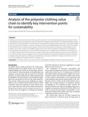 Analysis of the Polyester Clothing Value Chain to Identify Key Intervention Points for Sustainability Cristina Palacios‑Mateo* , Yvonne Van Der Meer and Gunnar Seide