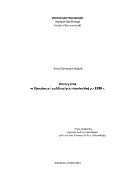 Obrazy USA W Literaturze I Publicystyce Niemieckiej Po 1989 R
