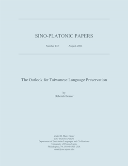 The Outlook for Taiwanese Language Preservation