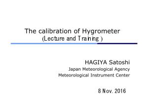 The Calibration of Hygrometer (Lecture and Training )