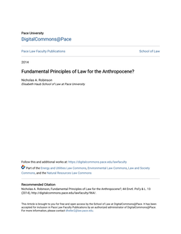 Fundamental Principles of Law for the Anthropocene?