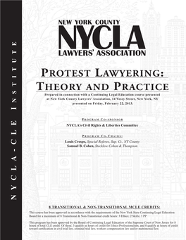 Protest Lawyering: Theory and Practice Friday, February 22, 2013; 9:00 AM to 5:00 PM