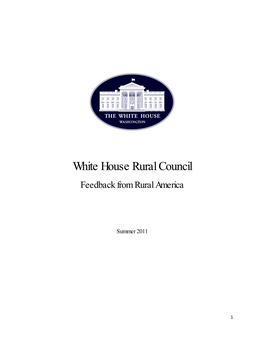 White House Rural Council: Feedback from Rural America
