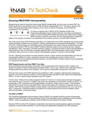 Ensuring PMCP/PSIP Interoperability