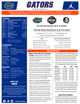 11 Florida Gators (8-3, 5-3 SEC) OCT