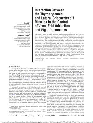 Interaction Between the Thyroarytenoid and Lateral Cricoarytenoid