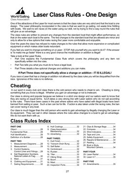 Laser Class Rules - One Design