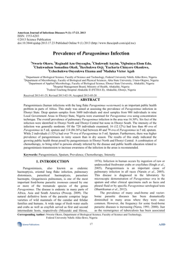 Prevalence of Paragonimus Infection
