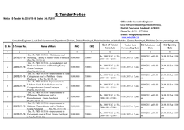 E-Tender Notice Notice E-Tender No.D1/8/15-16 Dated 24.07.2015 Office of the Executive Engineer Local Self Government Department