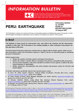 PERU: EARTHQUAKE EQ-2007-000133-PER 15 August 2007