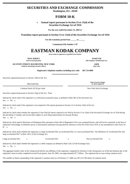 EASTMAN KODAK COMPANY (Exact Name of Registrant As Specified in Its Charter)