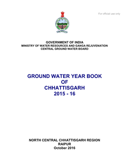 Ground Water Year Book of Chhattisgarh 2015 - 16