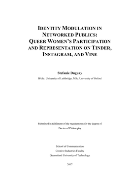 Identity Modulation in Networked Publics: Queer Women's Participation