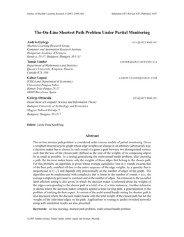 The On-Line Shortest Path Problem Under Partial Monitoring