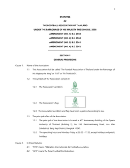 Statutes of the Football Association of Thailand