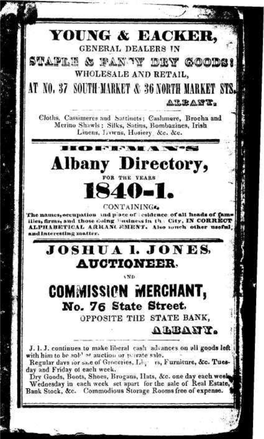 Albany Directory, 1840-1FOR the YEARS