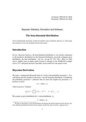 The Beta-Binomial Distribution Introduction Bayesian Derivation