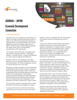 GEORGIA – JAPAN Economic Development Connection Government & Commerce
