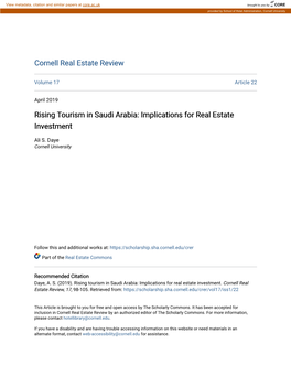 Rising Tourism in Saudi Arabia: Implications for Real Estate Investment