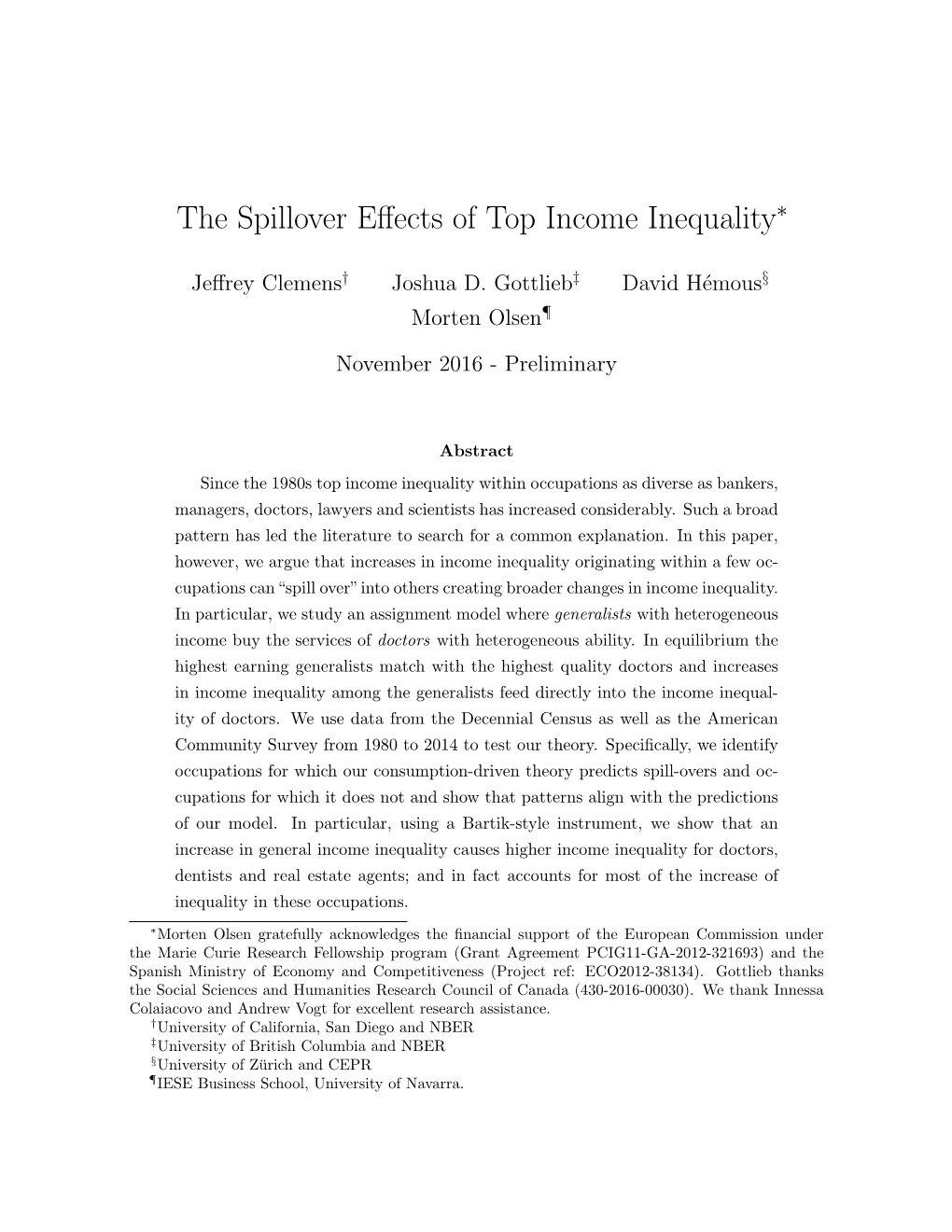 The Spillover Effects of Top Income Inequality