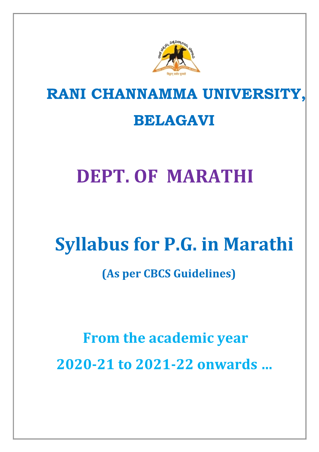 DEPT. of MARATHI Syllabus for P.G. in Marathi