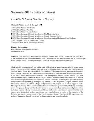 Letter of Interest La Silla Schmidt Southern Survey