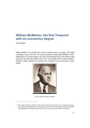 William Mcmahon: the First Treasurer with an Economics Degree