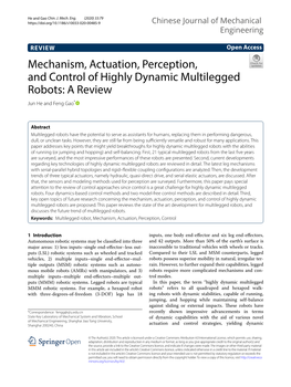 Mechanism, Actuation, Perception, and Control of Highly Dynamic Multilegged Robots: a Review Jun He and Feng Gao*