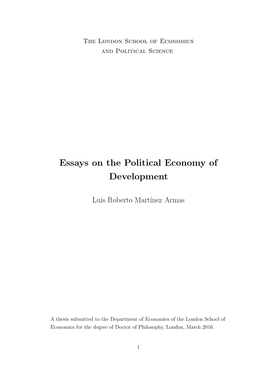 Essays on the Political Economy of Development
