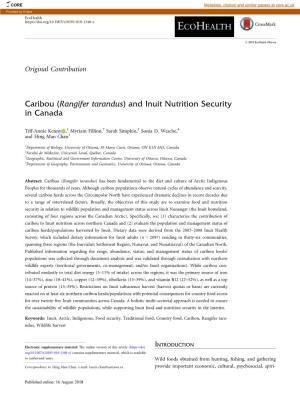 Caribou (Rangifer Tarandus) and Inuit Nutrition Security in Canada