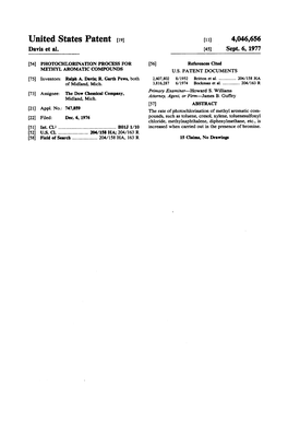 United States Patent (19) 11) 4,046,656 Davis Et Al