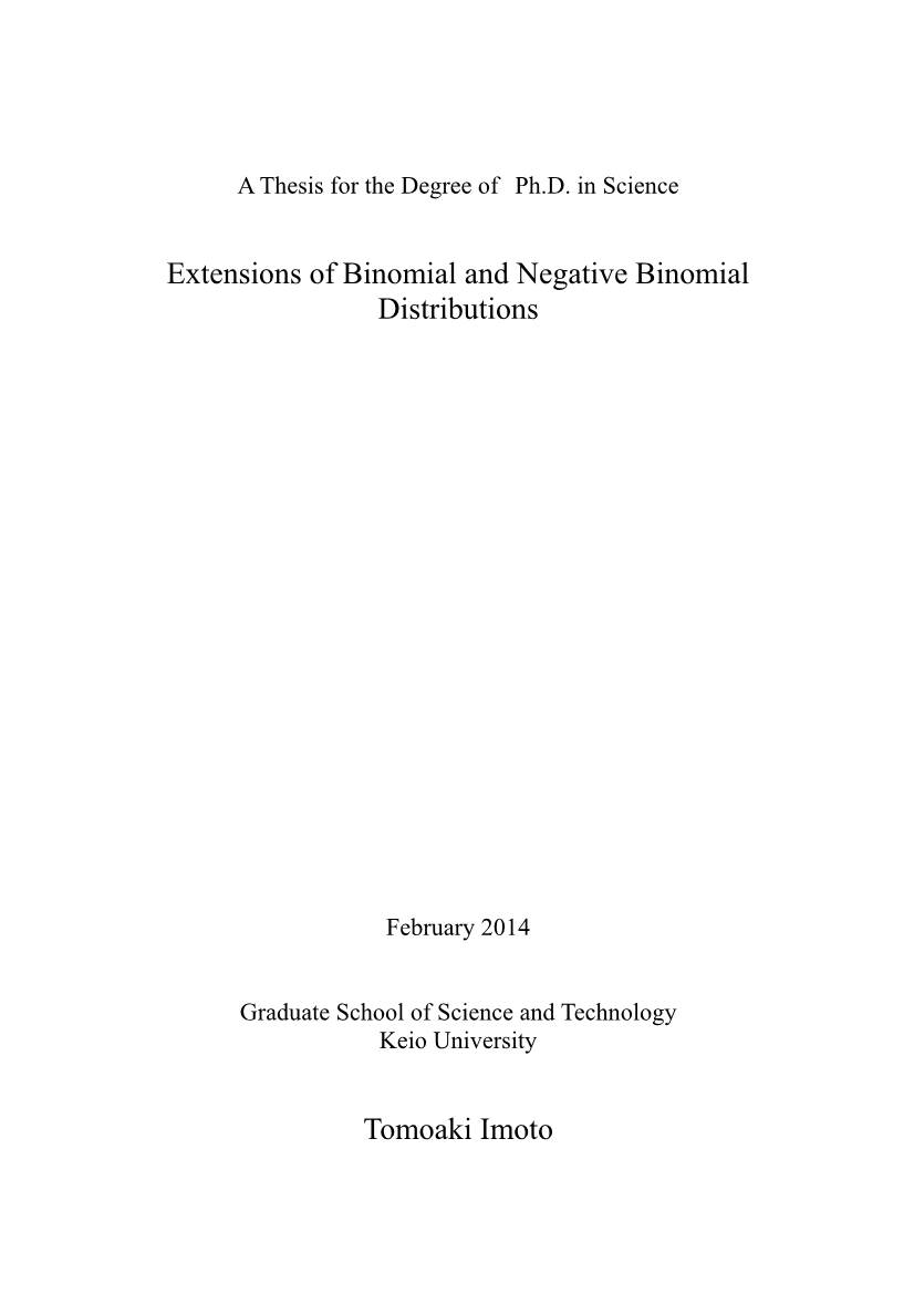 Extensions of Binomial and Negative Binomial Distributions(本文)