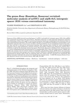 The Genus Rosa(Rosoideae, Rosaceae) Revisited: Molecular Analysis of Nrits-1 and Atpb-Rbcl Intergenic Spacer (IGS) Versus Conven