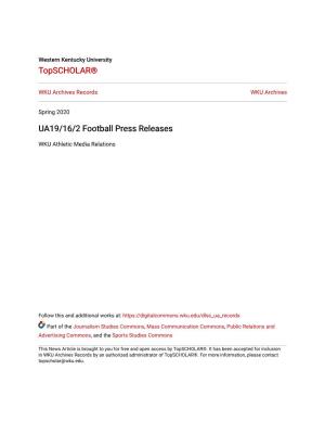 UA19/16/2 Football Press Releases