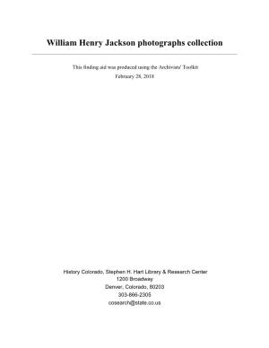 William Henry Jackson Photographs Collection