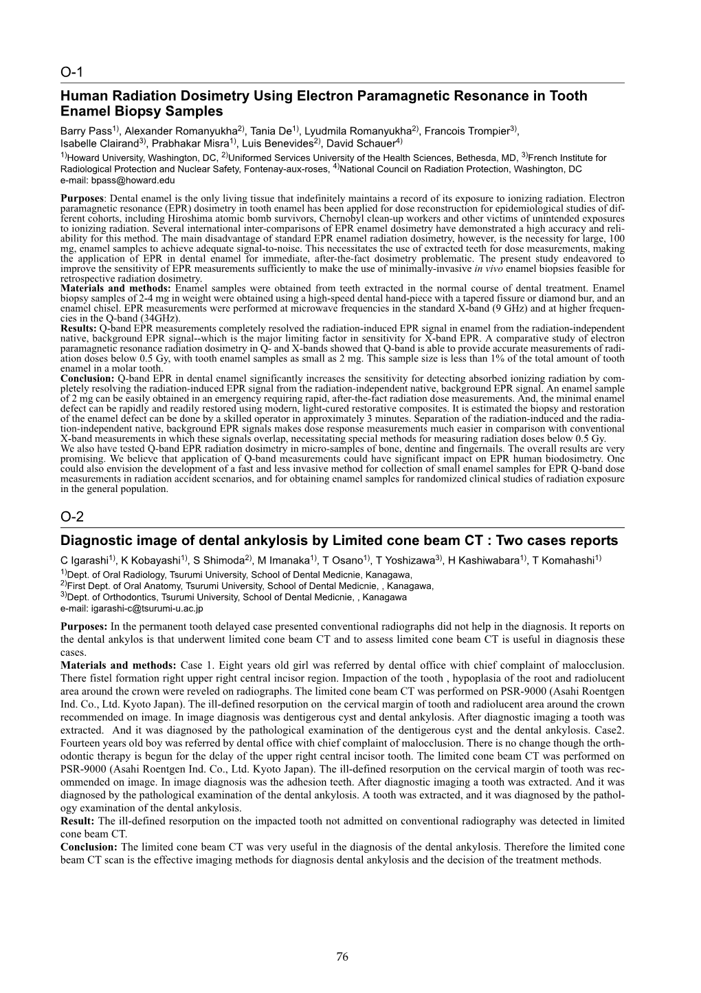 O-1 Human Radiation Dosimetry Using Electron Paramagnetic