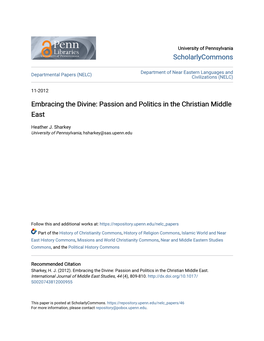 Embracing the Divine: Passion and Politics in the Christian Middle East