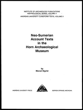 Neo-Sumerian Account Texts in the Horn Archaeological Museum