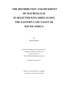 The Distribution and Diversity of Macroalgae in Selected Estuaries Along the Eastern Cape Coast of South Africa