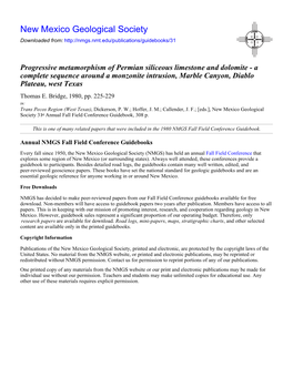 Progressive Metamorphism of Permian Siliceous Limestone and Dolomite