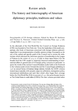 Review Article the History and Historiography of American Diplomacy: Principles, Traditions and Values