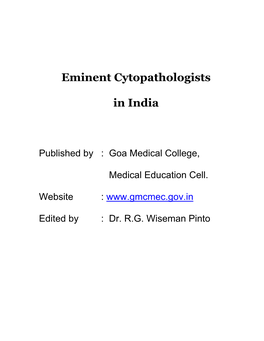 Eminent Cytopathologists in India
